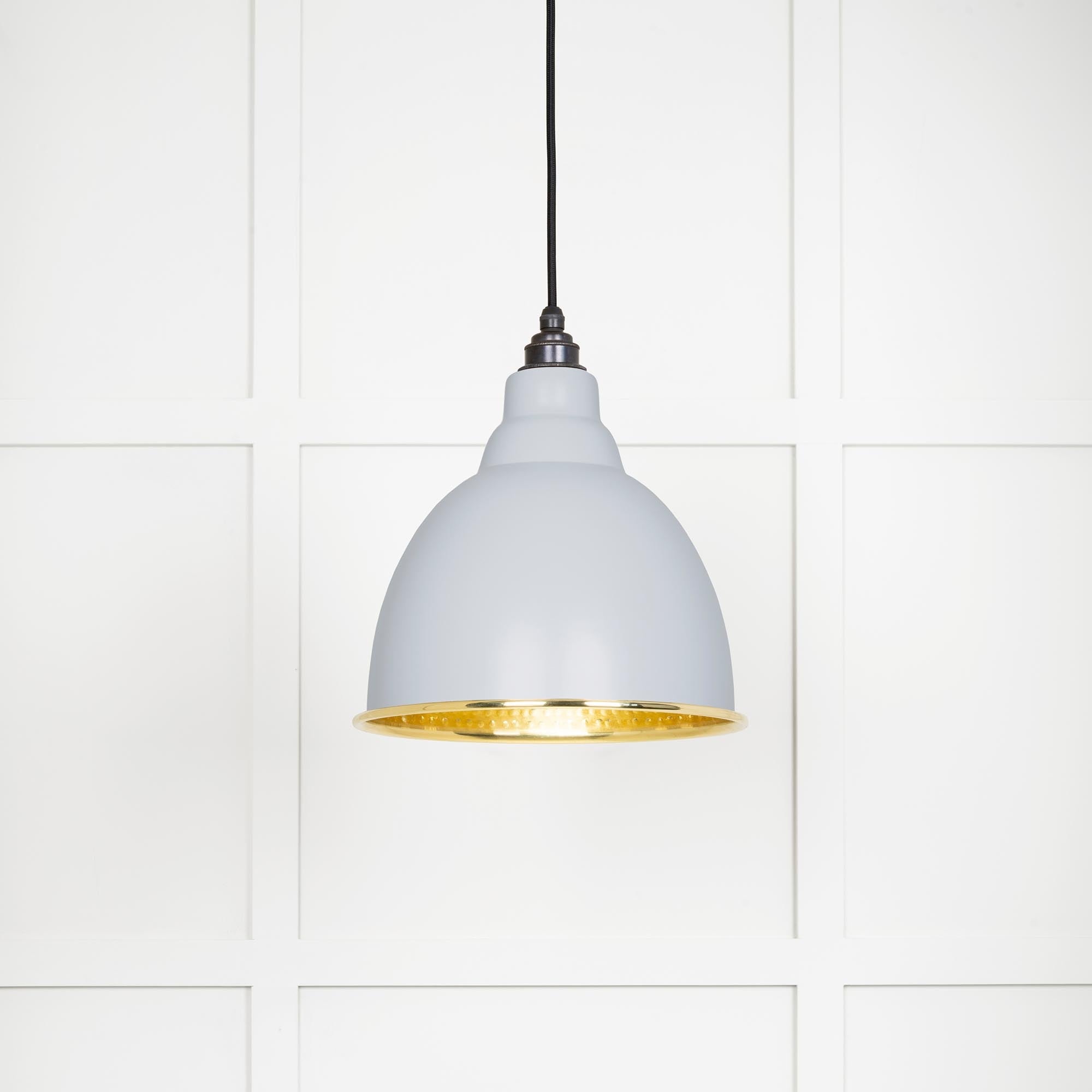 Novena Talgarth Hammered Brass Pendant Light in Birch