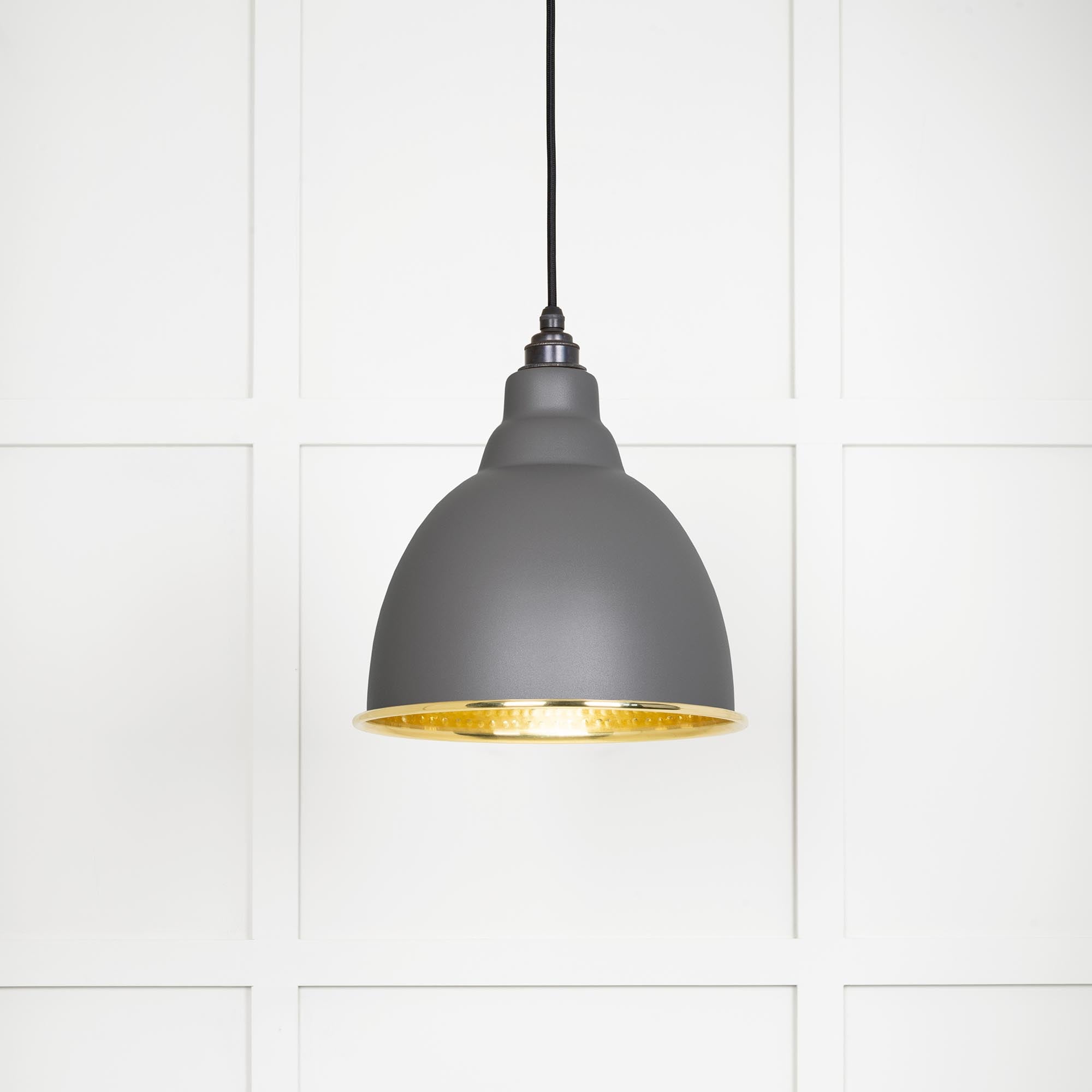 Novena Talgarth Hammered Brass Pendant Light in Bluff