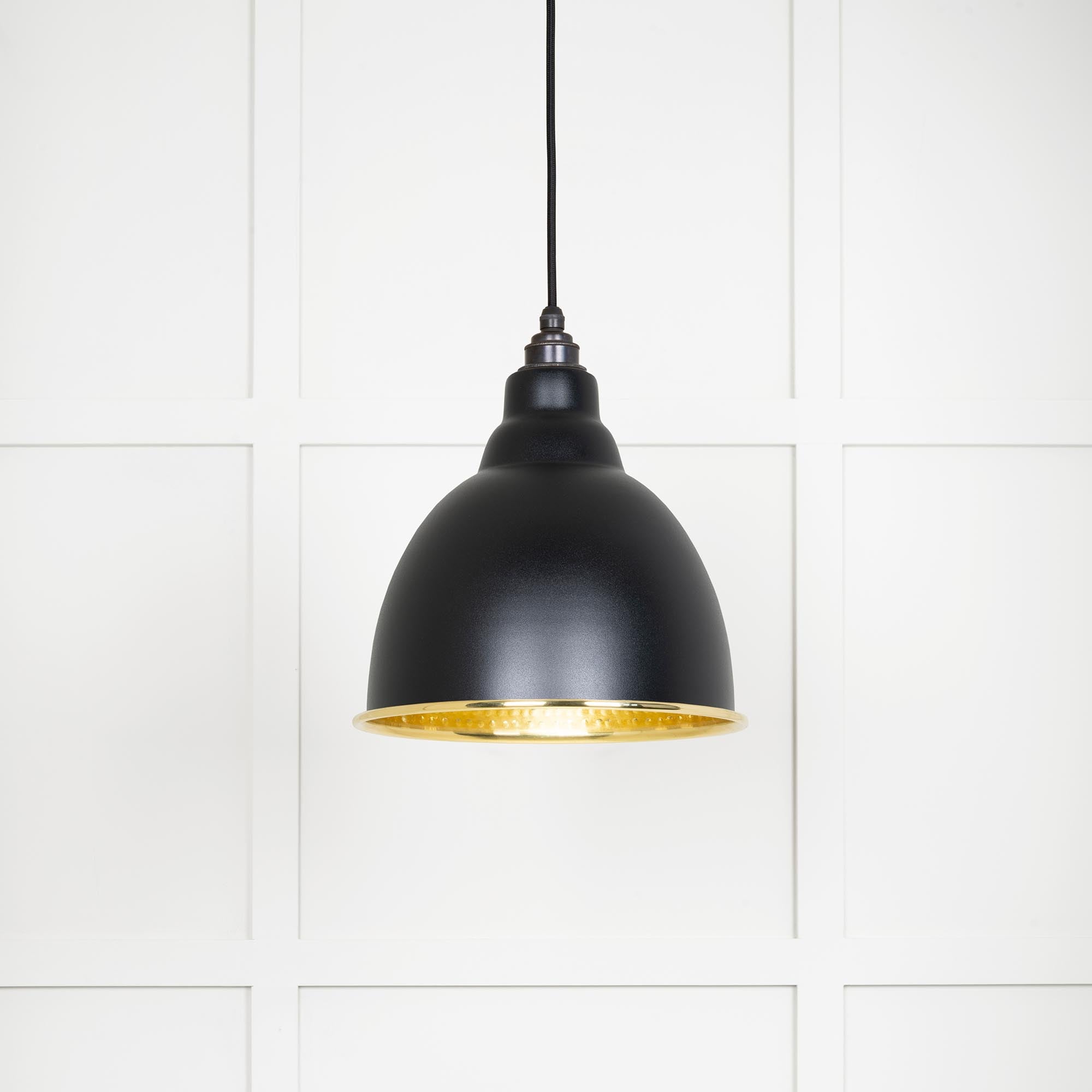 Novena Talgarth Hammered Brass Pendant Light in Elan Black
