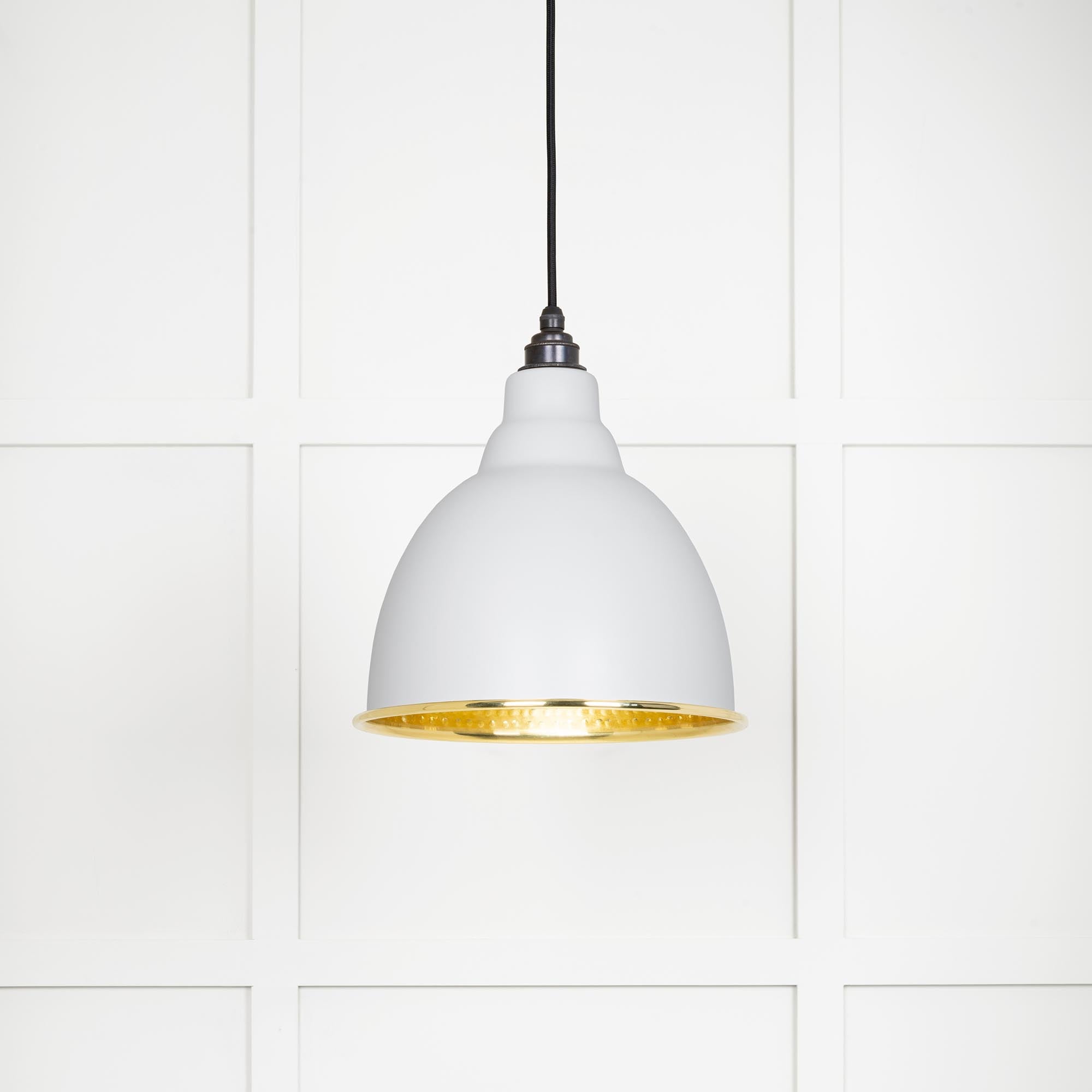 Novena Talgarth Hammered Brass Pendant Light in Flock