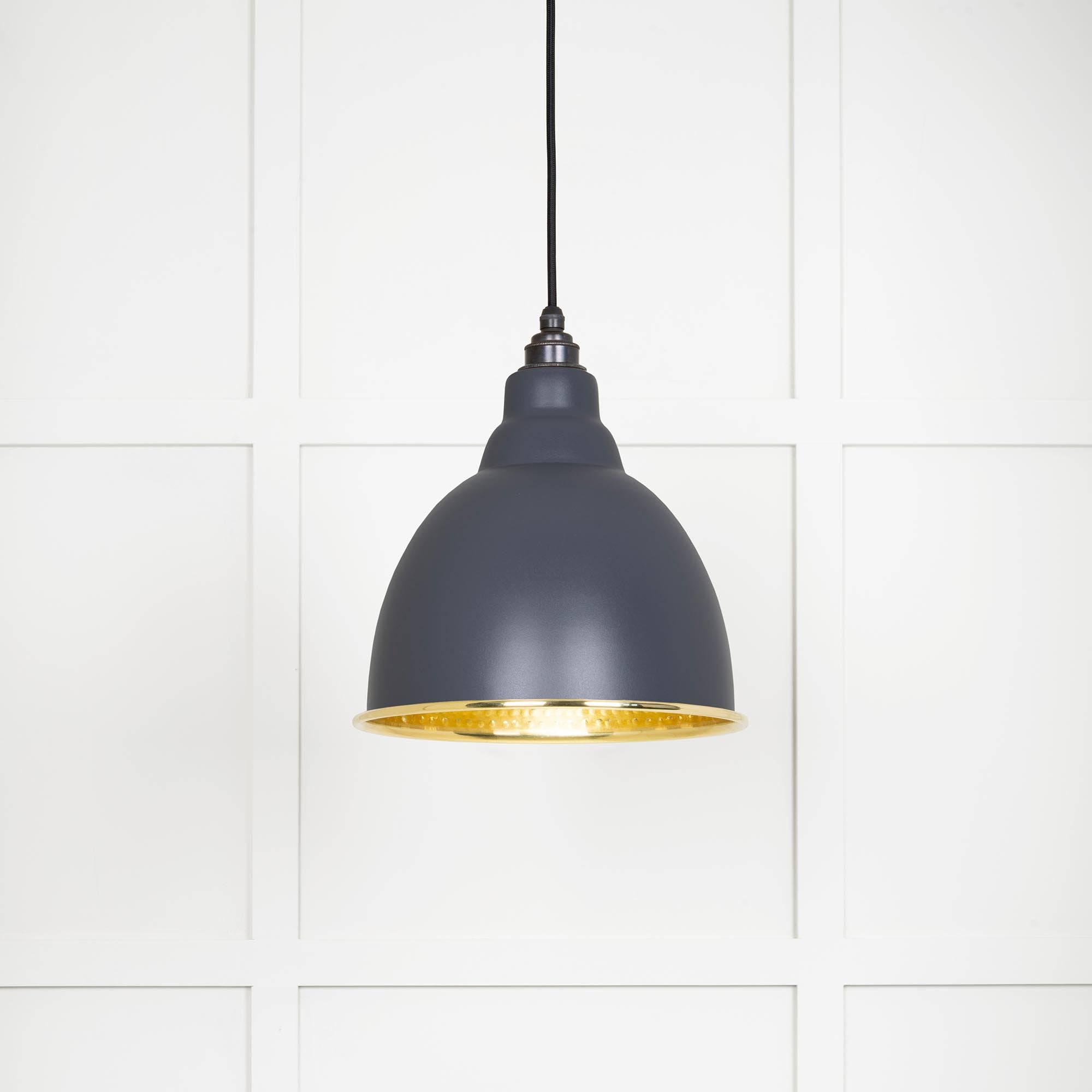 Novena Talgarth Hammered Brass Pendant Light in Slate