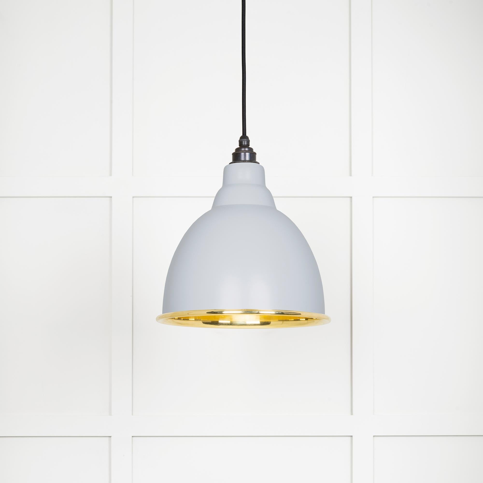 Novena Talgarth Smooth Brass Pendant Light in Birch