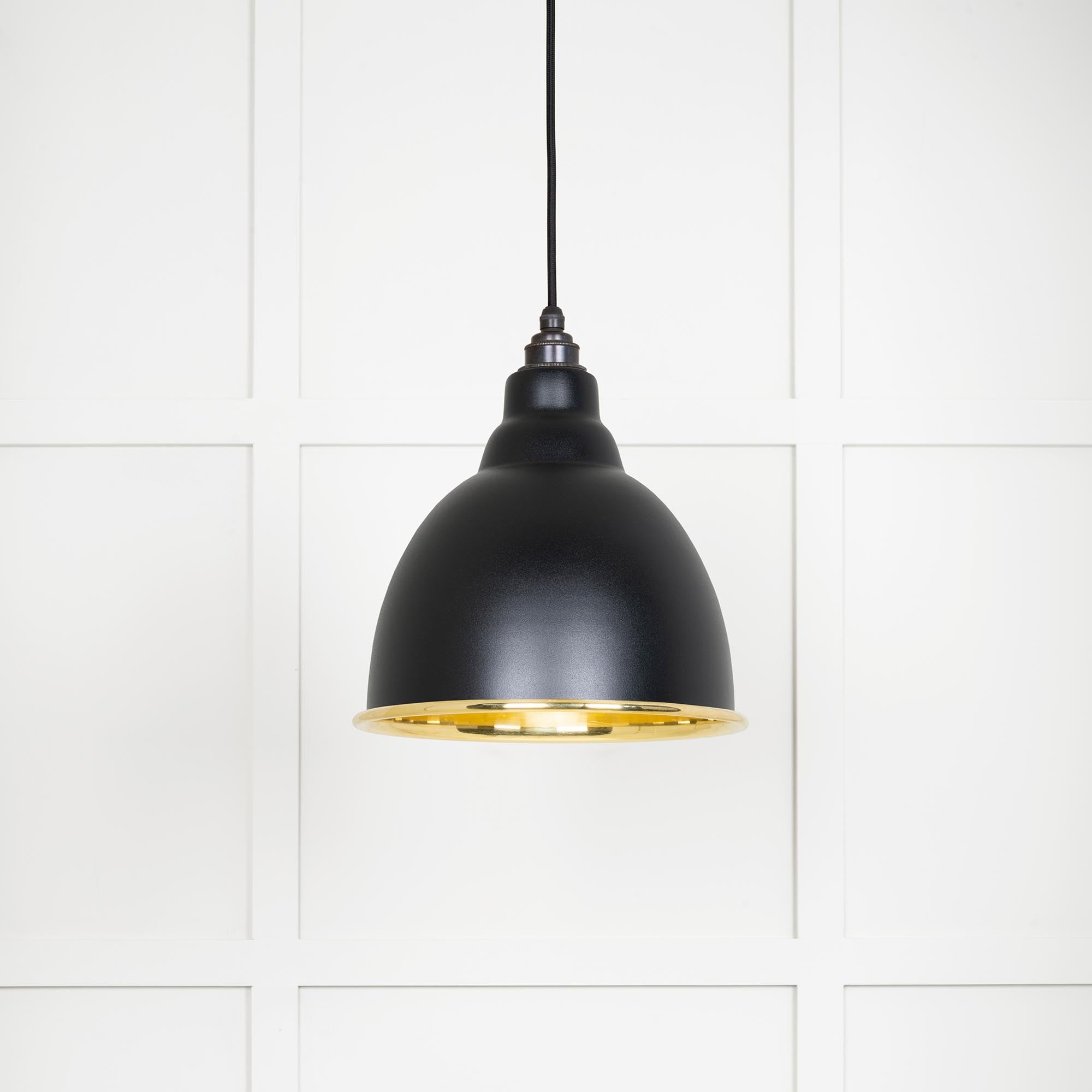 Novena Talgarth Smooth Brass Pendant Light in Elan Black