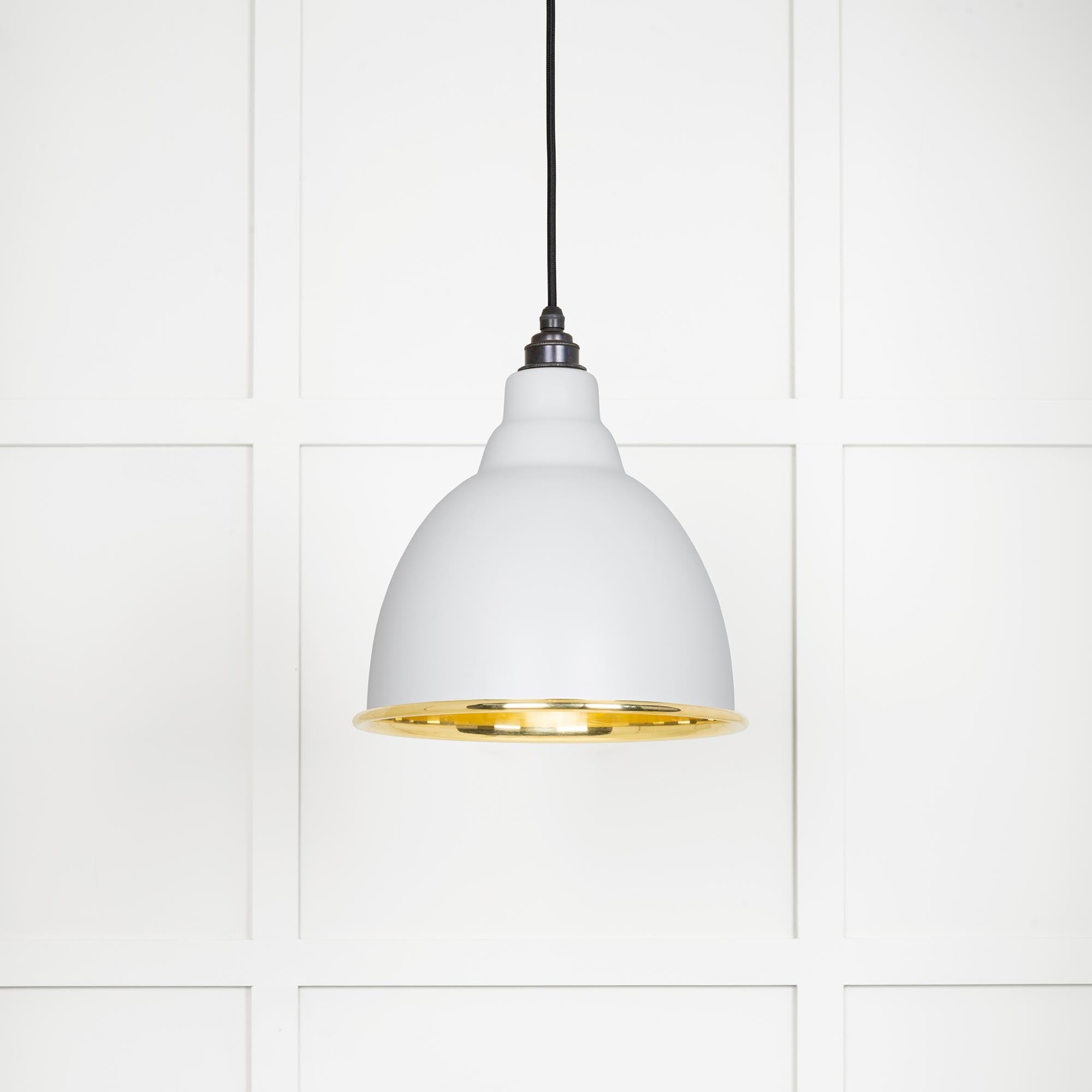 Novena Talgarth Smooth Brass Pendant Light in Flock