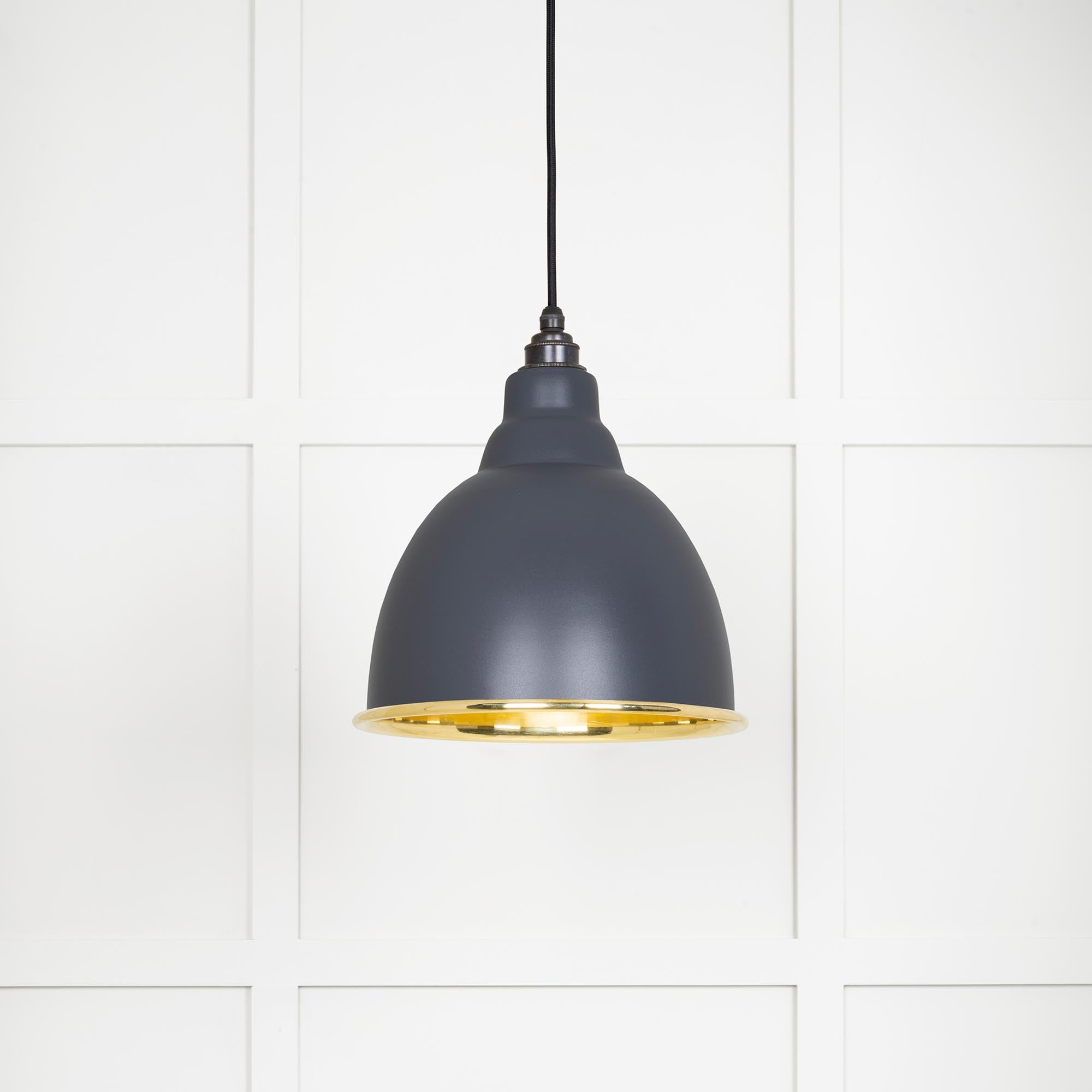 Novena Talgarth Smooth Brass Pendant Light in Slate