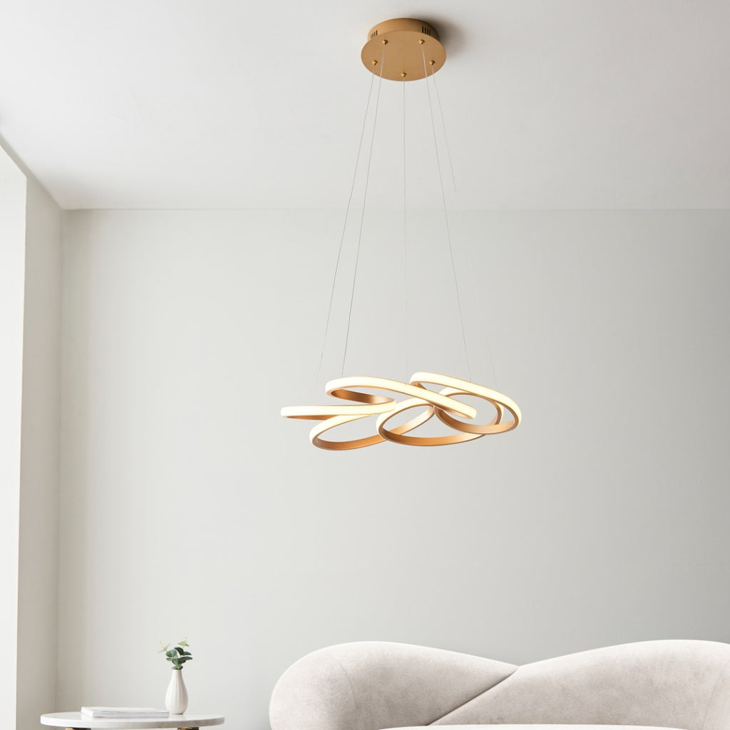 Novena Tamega 1 Light Pendant Light Satin Gold Paint White Silicone