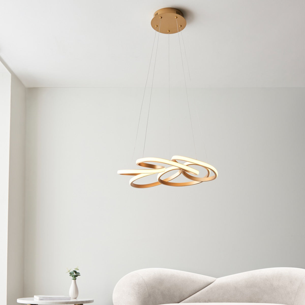 Novena Tamega 1 Light Pendant Light Satin Gold Paint White Silicone