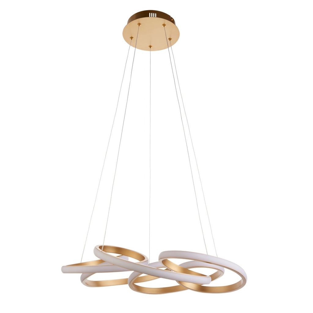 Novena Tamega 1 Light Pendant Light Satin Gold Paint White Silicone
