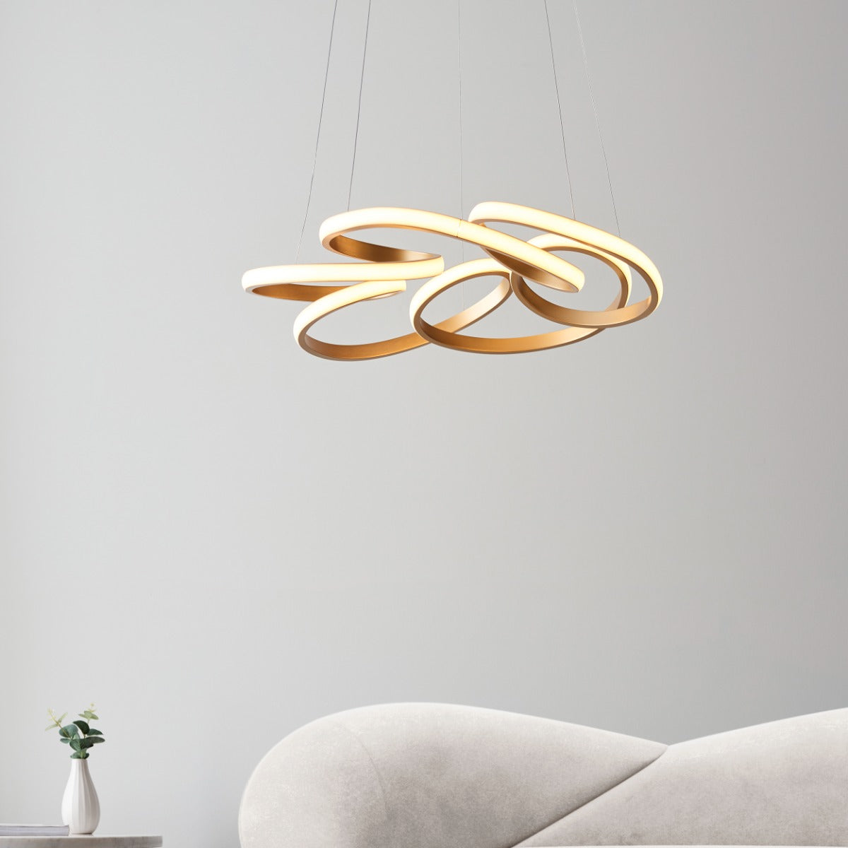 Novena Tamega 1 Light Pendant Light Satin Gold Paint White Silicone