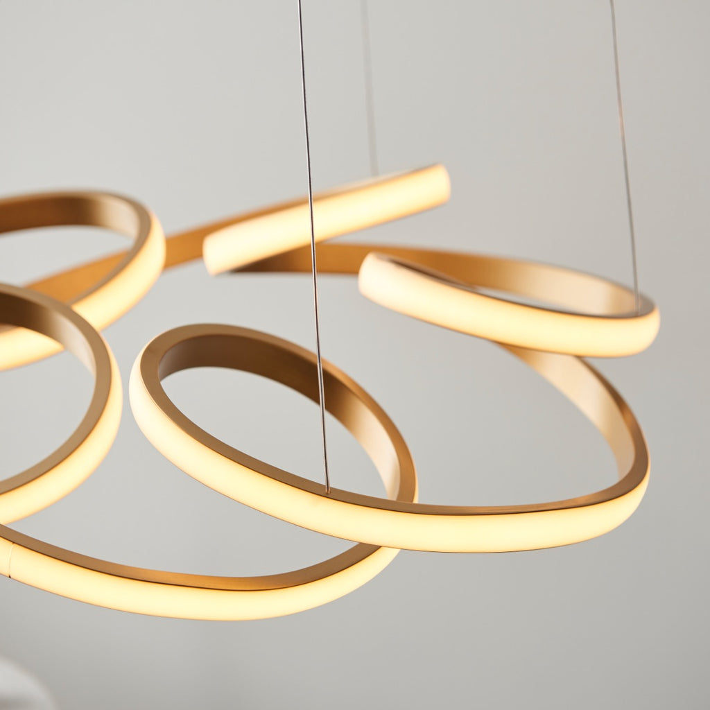 Novena Tamega 1 Light Pendant Light Satin Gold Paint White Silicone
