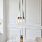 Novena Tarn 3 Light Cluster Pendant in Antique Brass with Clear Glass Shades