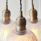 Novena Tarn 3 Light Cluster Pendant in Antique Brass with Clear Ribbed Glass Shades