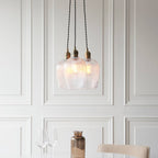 Novena Tarn 3 Light Cluster Pendant in Antique Brass with Clear Ribbed Glass Shades