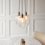Novena Tarn 3 Light Cluster Pendant in Antique Brass with Clear Ribbed Glass Shades
