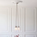 Novena Tarn 3 Light Cluster Pendant in Bright Nickel with Clear Glass Shades