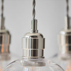Novena Tarn 3 Light Cluster Pendant in Bright Nickel with Clear Glass Shades
