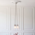 Novena Tarn 3 Light Cluster Pendant in Bright Nickel with Clear Glass Shades
