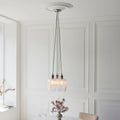Novena Tarn 3 Light Cluster Pendant in Bright Nickel with Clear Ribbed Glass Shades