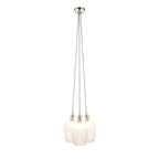 Novena Tarn 3 Light Cluster Pendant in Bright Nickel with Clear Ribbed Glass Shades
