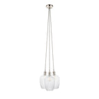 Novena Tarn 3 Light Cluster Pendant in Bright Nickel with Clear Ribbed Glass Shades