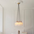 Novena Tarn 7 Light Cluster Pendant Antique Brass with Clear Ribbed Glass Shades