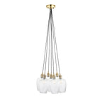 Novena Tarn 7 Light Cluster Pendant Antique Brass with Clear Ribbed Glass Shades