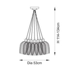 Novena Tarn 7 Light Cluster Pendant Antique Brass with Clear Ribbed Glass Shades