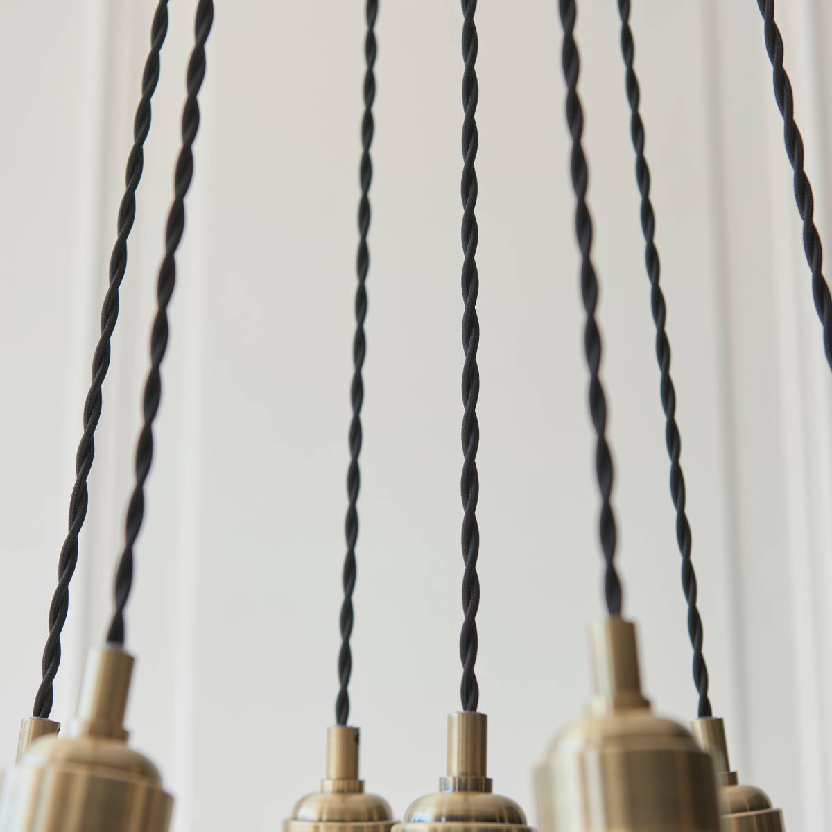 Novena Tarn 7 Light Cluster Pendant Antique Brass with Clear Ribbed Glass Shades