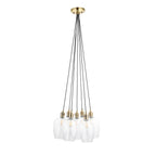Novena Tarn 7 Light Cluster Pendant in Antique Brass with Clear Glass Shades