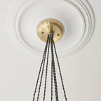 Novena Tarn 7 Light Cluster Pendant in Antique Brass with Clear Glass Shades