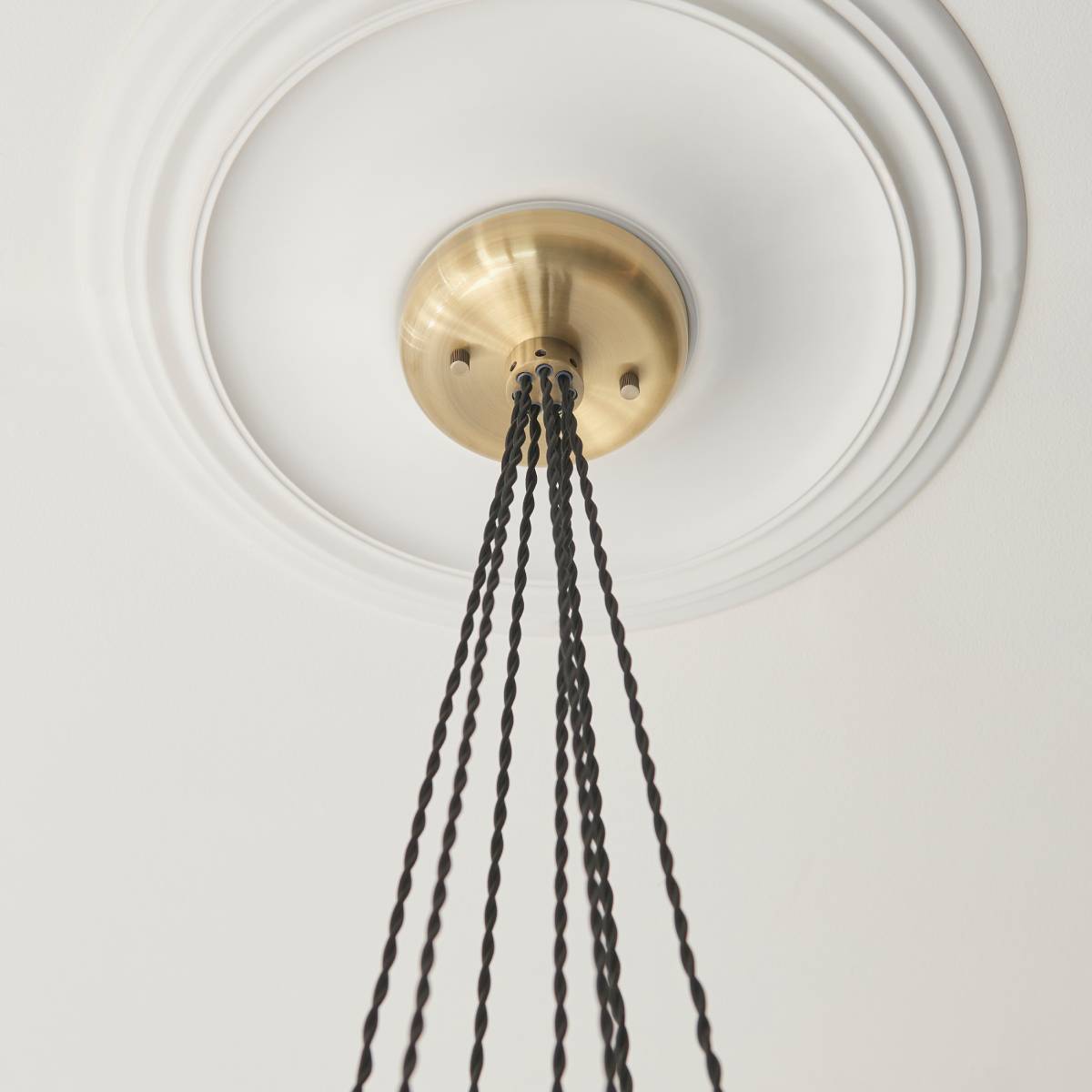 Novena Tarn 7 Light Cluster Pendant in Antique Brass with Clear Glass Shades