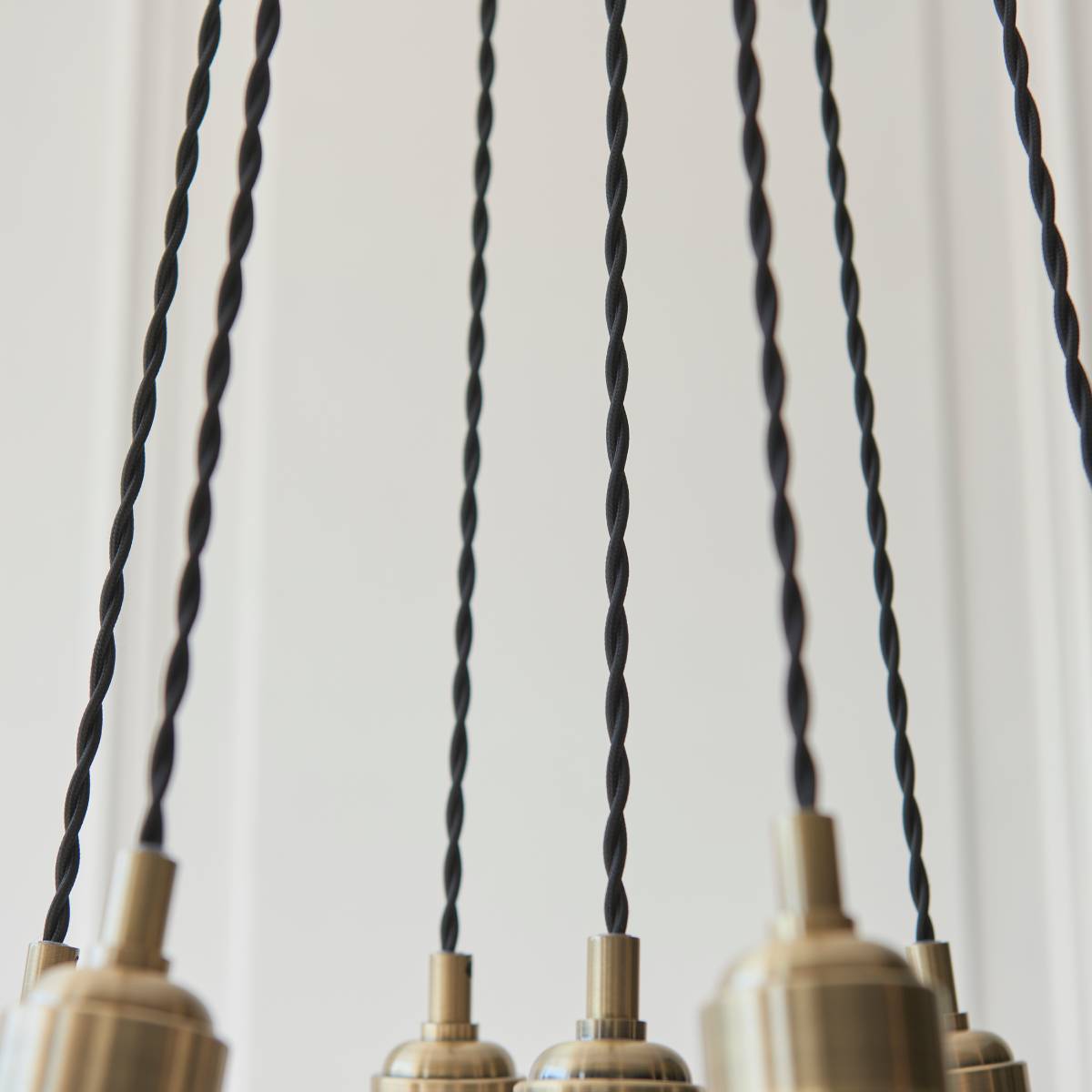Novena Tarn 7 Light Cluster Pendant in Antique Brass with Clear Glass Shades