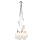 Novena Tarn 7 Light Cluster Pendant in Bright Nickel with Clear Glass Shades