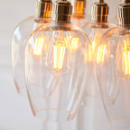 Novena Tarn 7 Light Cluster Pendant in Bright Nickel with Clear Glass Shades