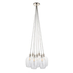 Novena Tarn 7 Light Cluster Pendant in Bright Nickel with Clear Glass Shades