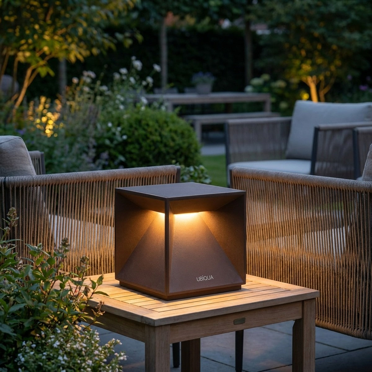Novena Tessera Maxi Cordless Rechargeable Cube Lamp, Corten