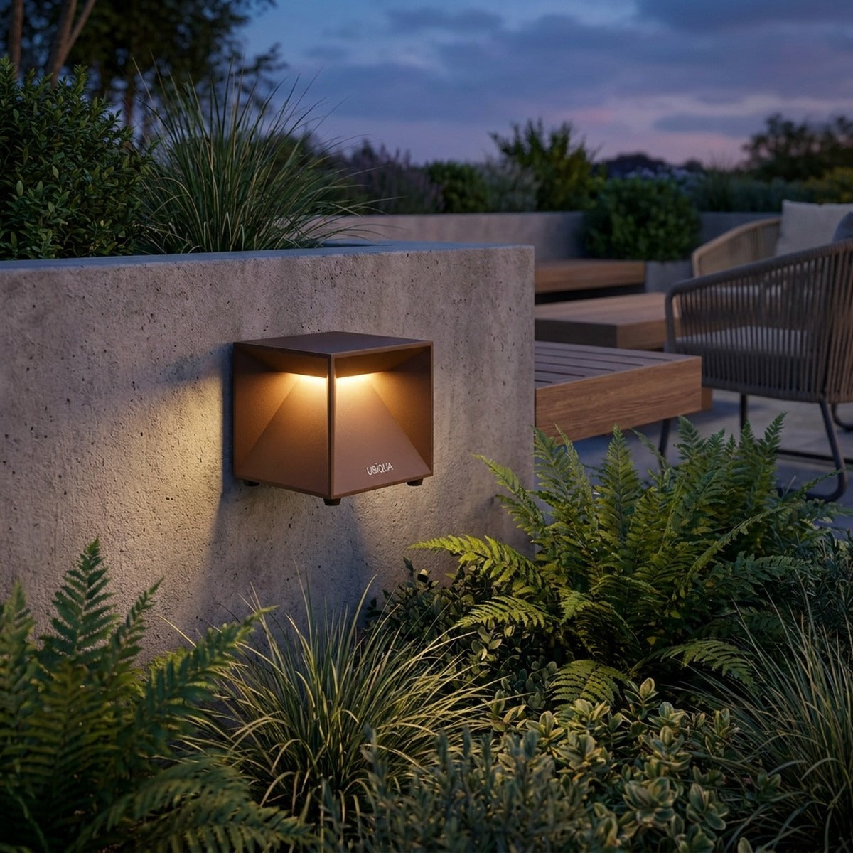 Novena Tessera Mini Cordless Rechargeable Cube Table or Wall Light, Corten