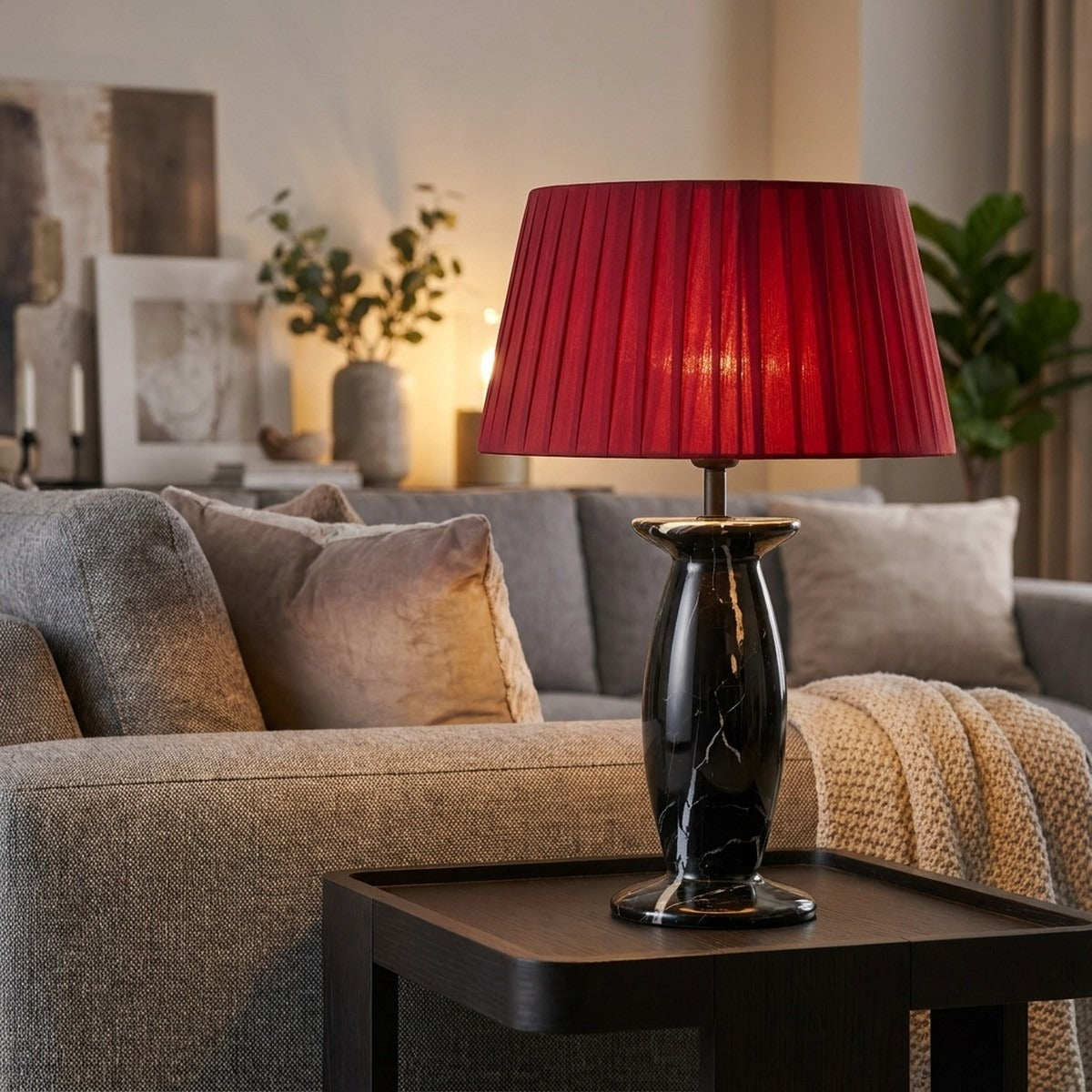 Novena Tocca Cordless Rechargeable Table Lamp, Black Marble