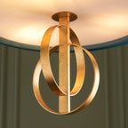 Novena Tome 3 Light Pendant Light Antique Gold Leaf Teal Satin Fabric