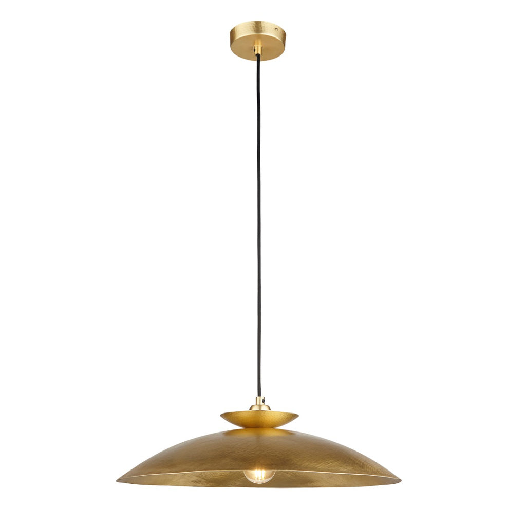 Novena Tramagi 1 Light Pendant Light Hammered Brass Brass Plate