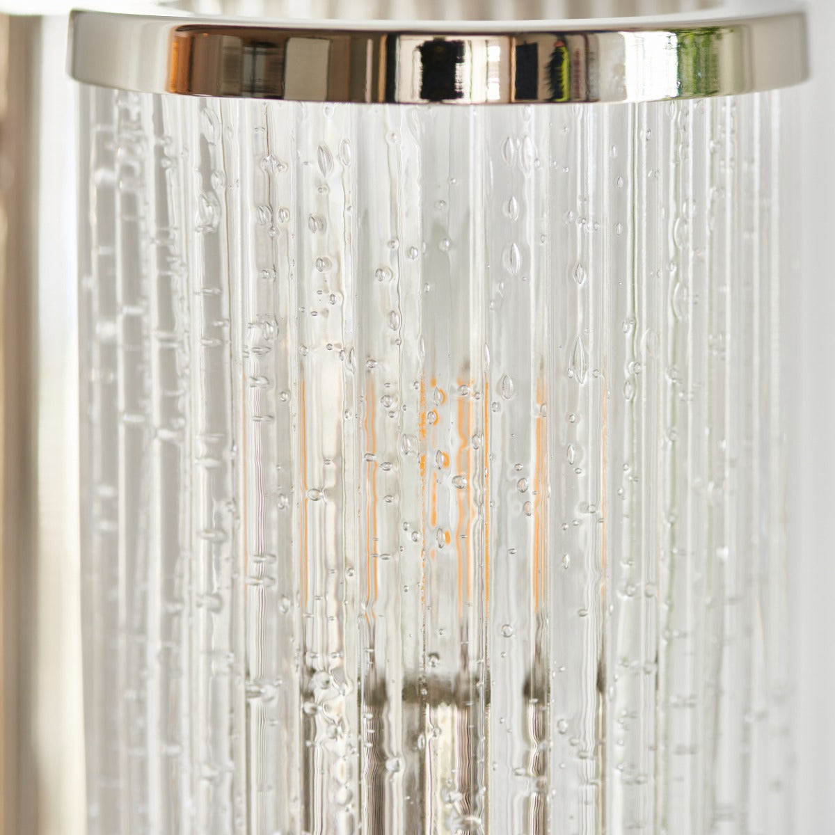 Novena Tramagi 1 Light Wall Light Ribbed Bubble Glass Bright Nickel Plate