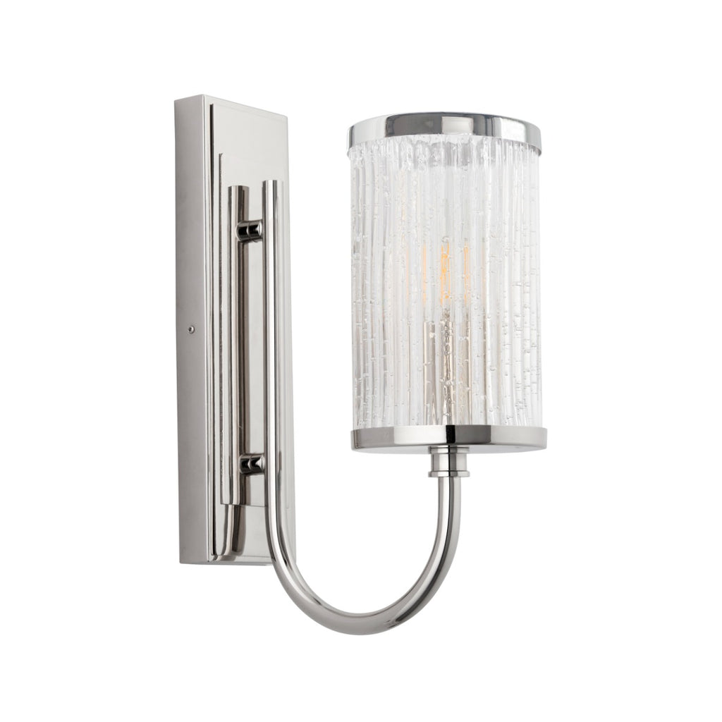 Novena Tramagi 1 Light Wall Light Ribbed Bubble Glass Bright Nickel Plate