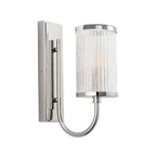 Novena Tramagi 1 Light Wall Light Ribbed Bubble Glass Bright Nickel Plate