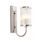 Novena Tramagi 1 Light Wall Light Ribbed Bubble Glass Bright Nickel Plate