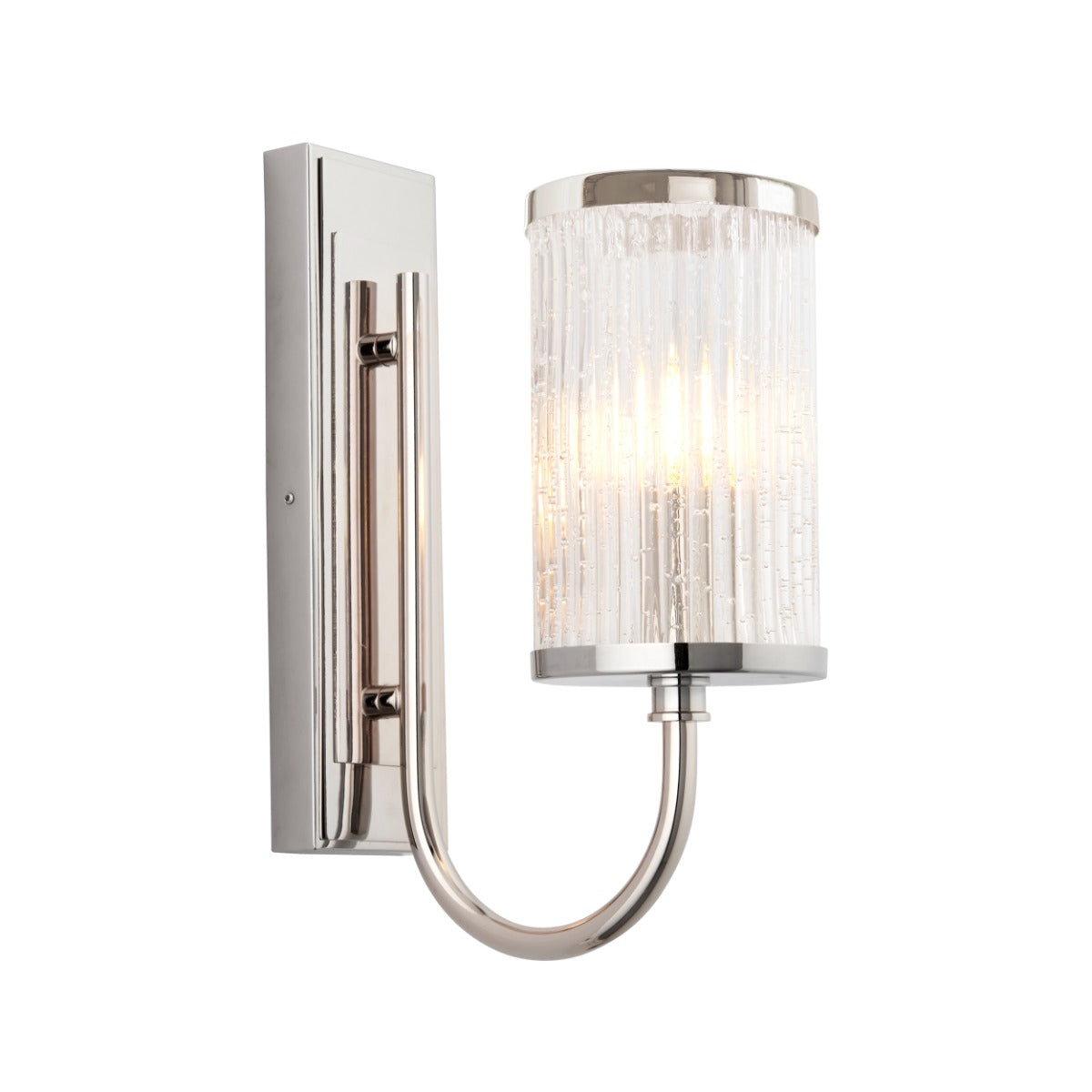 Novena Tramagi 1 Light Wall Light Ribbed Bubble Glass Bright Nickel Plate