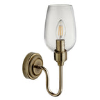 Novena Travessa 1 Light Wall Light Clear Glass Antique Brass Plate