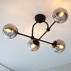 Novena Vermum 4 Light Semi Flush Ceiling Light Smoked Mirror Glass in Matt Black