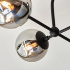 Novena Vermum 4 Light Semi Flush Ceiling Light Smoked Mirror Glass in Matt Black