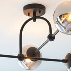 Novena Vermum 4 Light Semi Flush Ceiling Light Smoked Mirror Glass in Matt Black