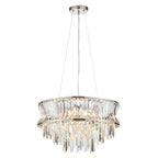 Novena Vilar 9 Light Pendant Light with Crystal and Clear Glass in Bright Nickel Plate